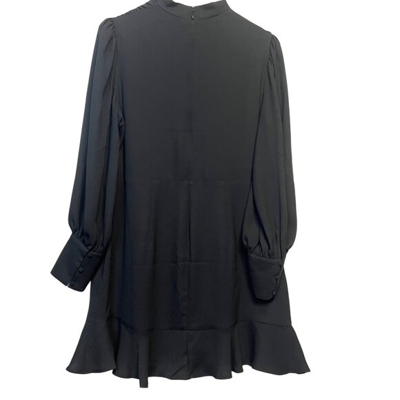 Express Womens Dress Size XL Ruffle Hem  Black Long Sleeve Button Cuff Knee Goth - Picture 1 of 16